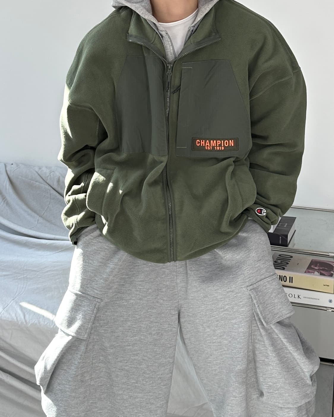 챔피온 카키 플리스 자켓 XL 상품이미지1