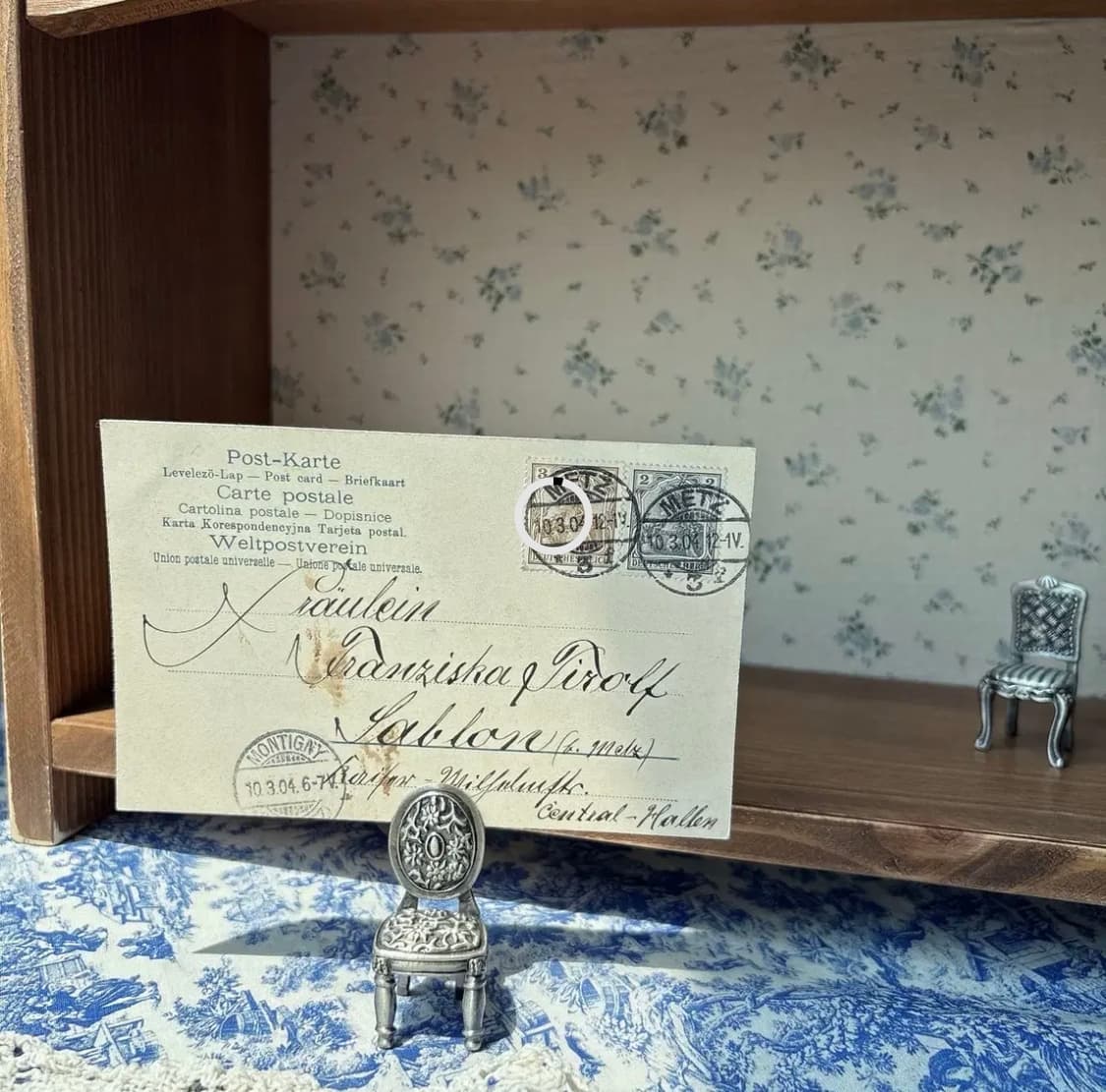 빈티지 주석 미니어처 체어 카드 홀더 상품이미지4