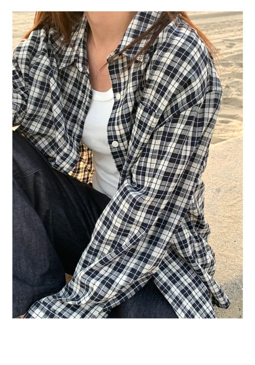 블랙화이트 체크셔츠 상품이미지2