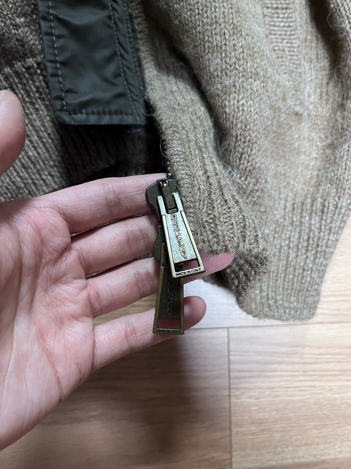 디스퀘어드 패딩 레이어드 니트 집업 가디건 베이지 XS 상품이미지4