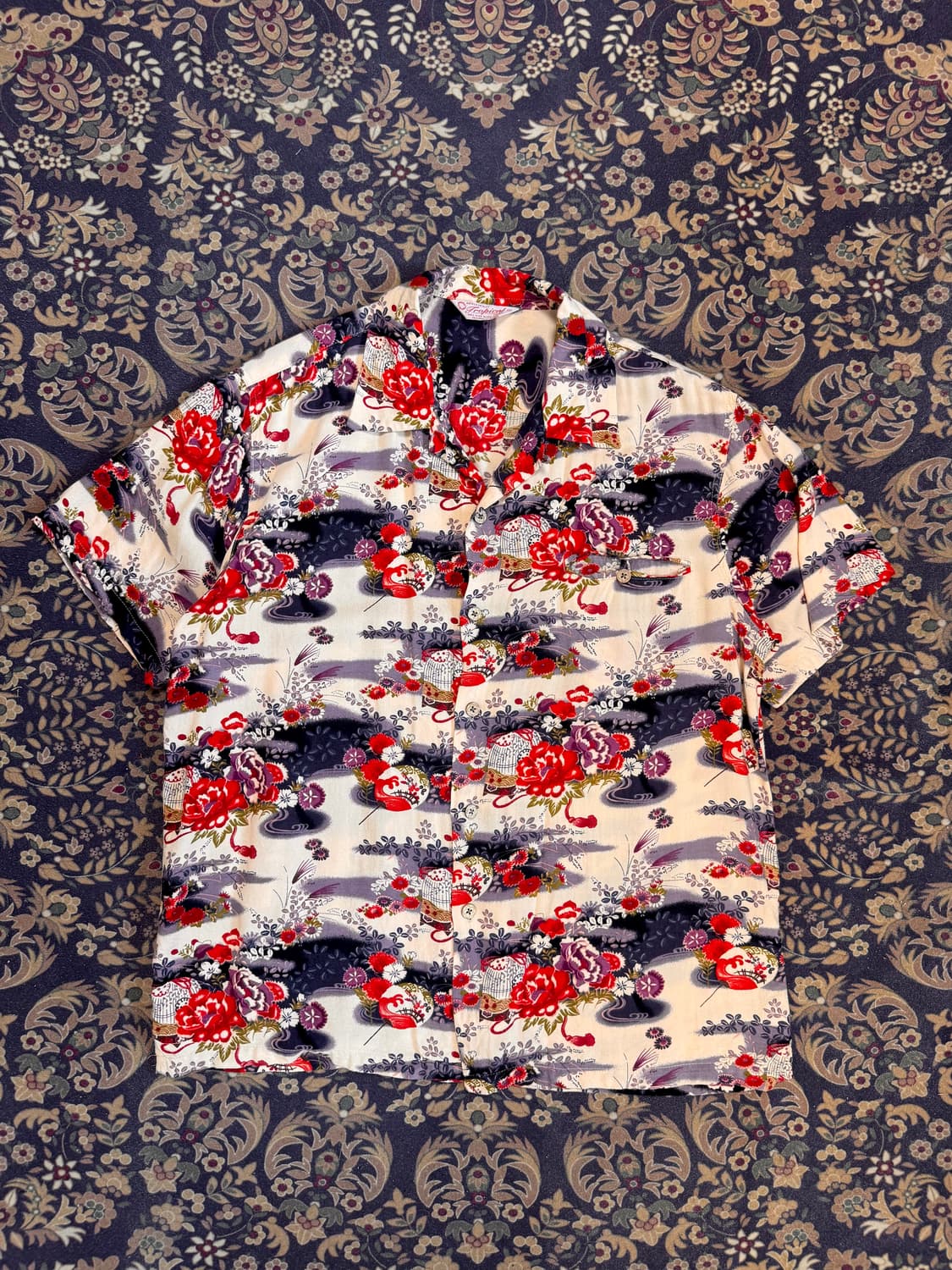 Tropical Wear 와가라 스타일 레이온 빈티지 하와이안셔츠 상품이미지1