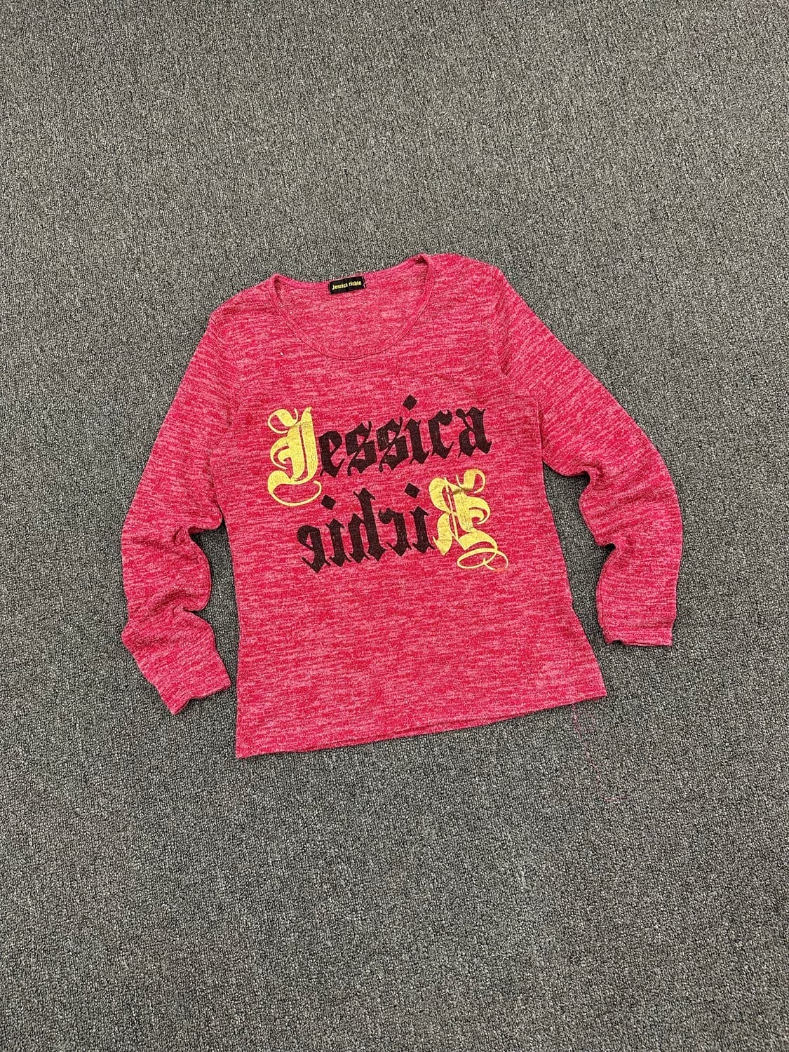 M)Japanese vintage 여성 핑크 백프린팅 레터링 긴팔 상품이미지2