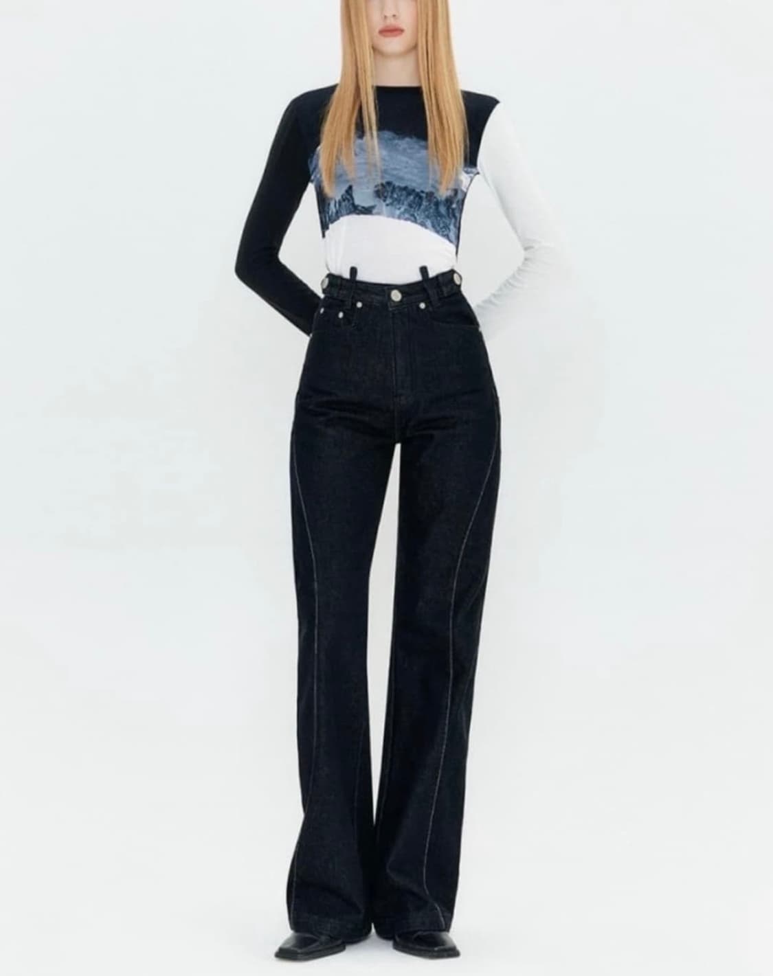 [S]YUSE 하이웨스트 부츠컷/흑청 상품이미지2