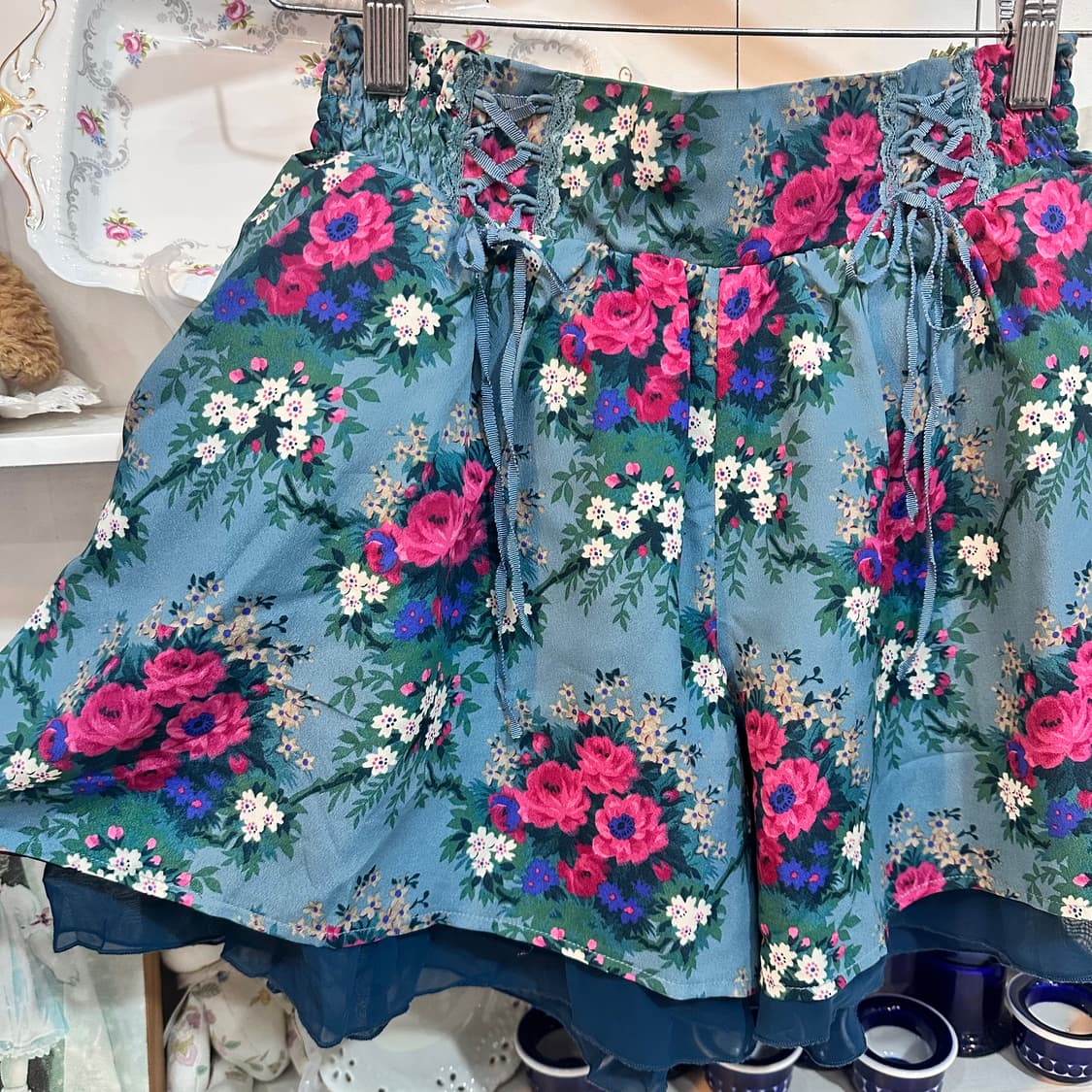 axes femme(엑시즈 팜) 블루 로즈 플라워 큐롯 스커트 상품이미지2