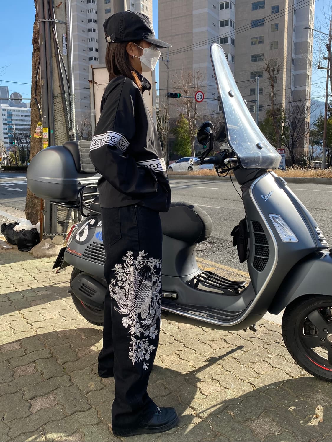 이레즈미 자수 블랙 데님 팬츠 상품이미지8