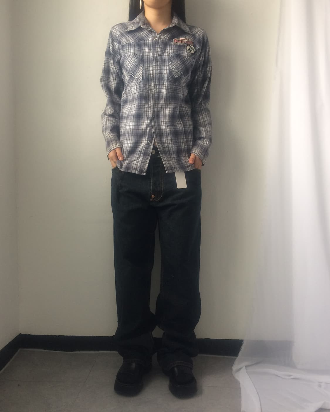 Patch point check pattern shirt 상품이미지4