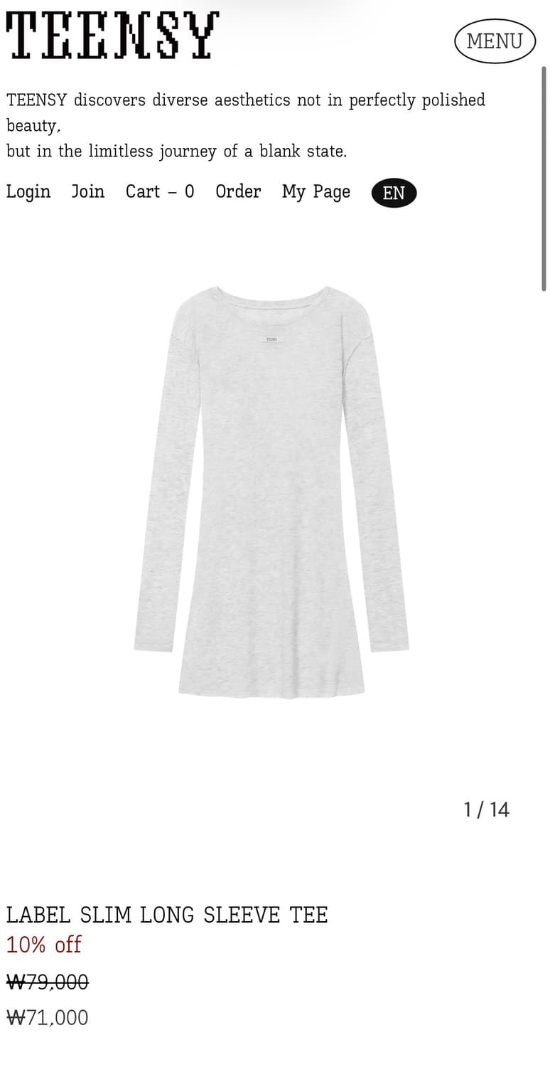 teensy / LABEL SLIM LONG SLEEVE TEE 상품이미지1