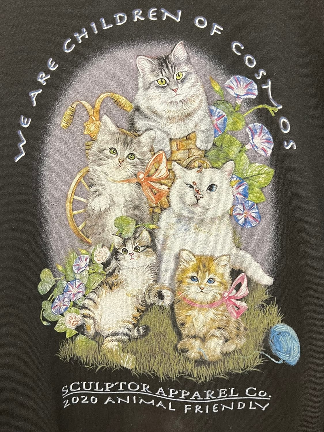 [M] 스컬프터 고양이 그래픽 스웻셔츠 블랙 프린트 맨투맨 블랙 상품이미지7