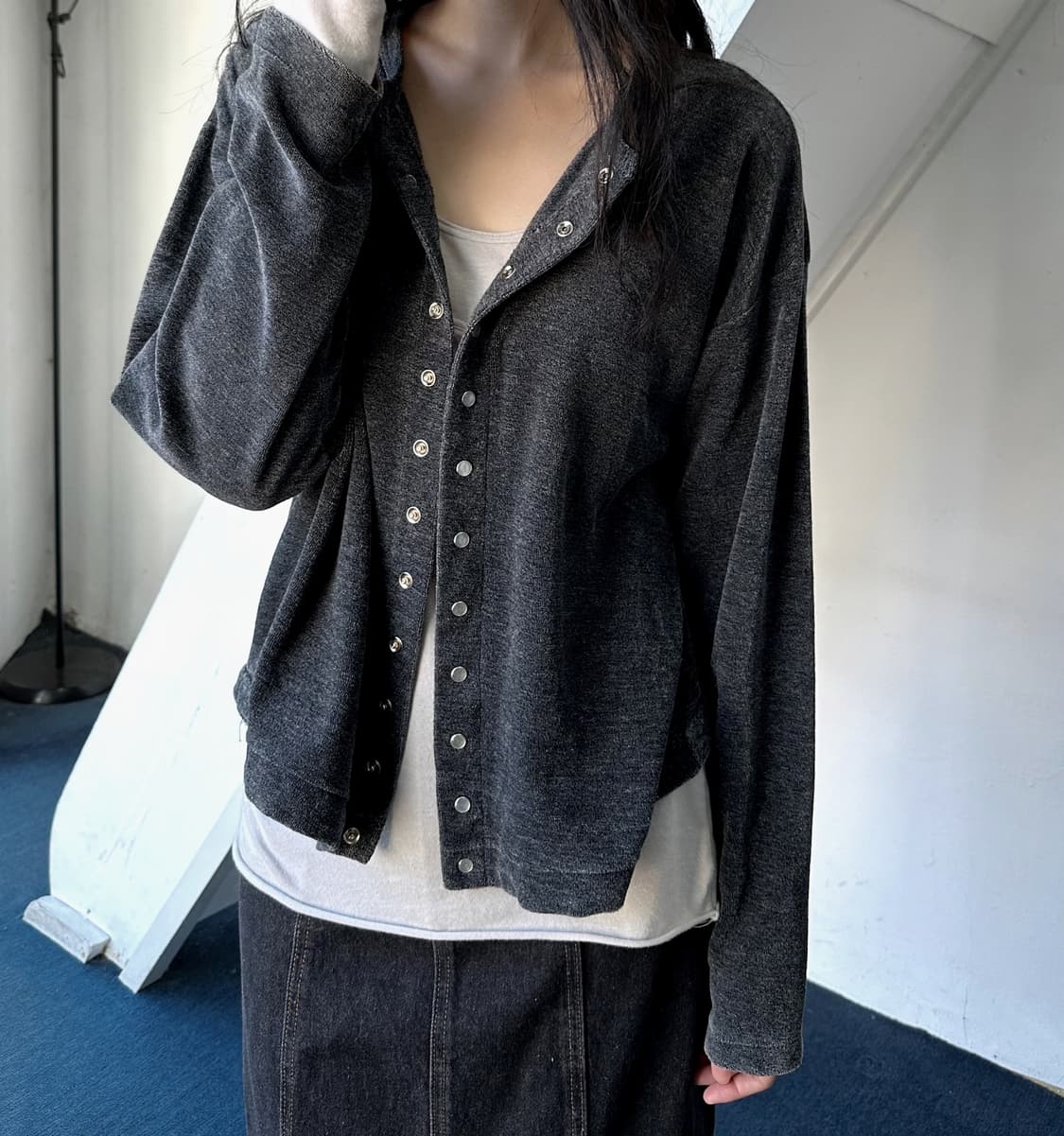 Cotton poly terry crewneck cardigan jack 상품이미지9
