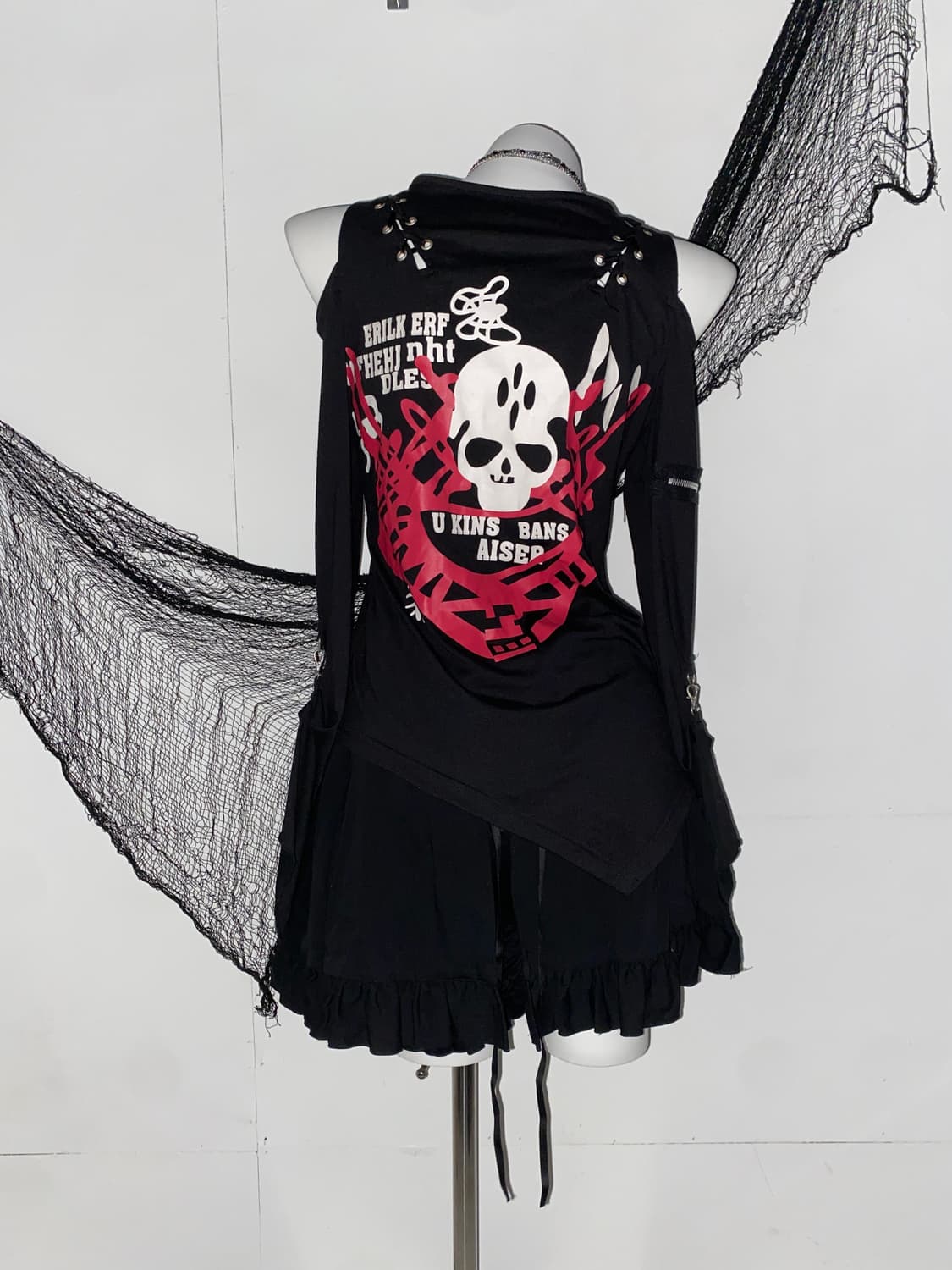 ꒰ঌ 어딕트랩 펑크 고스 스컬 롱슬리브 ໒꒱ 상품이미지2