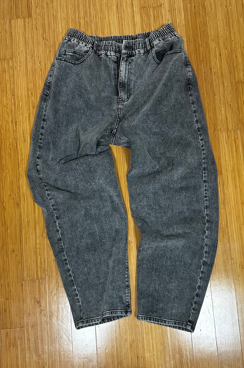 SYSTEM HOMME 밴딩 드러우스트링 와이드 데님 팬츠 상품이미지1