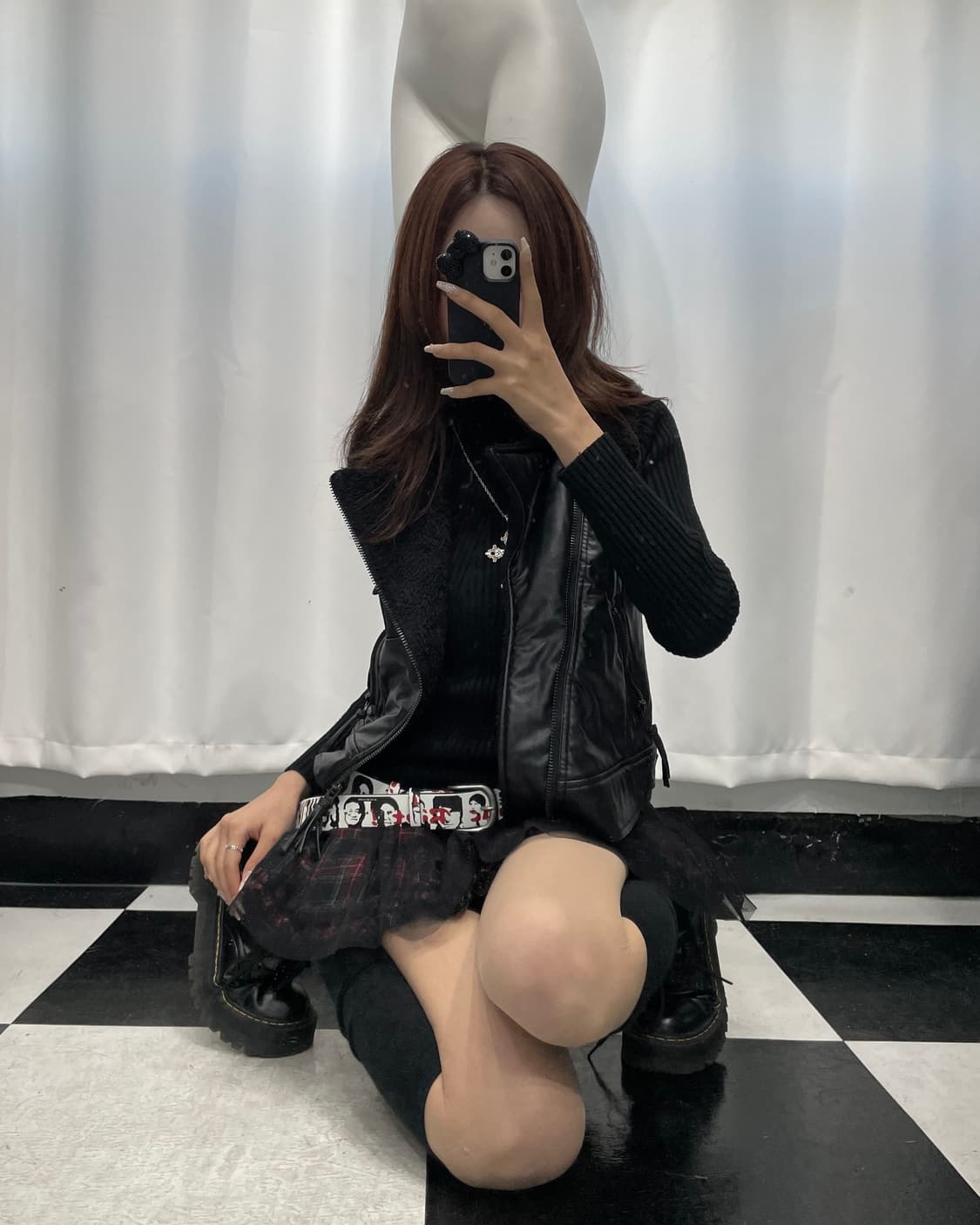 🎸블랙 퍼 레더 베스트🎸 상품이미지1