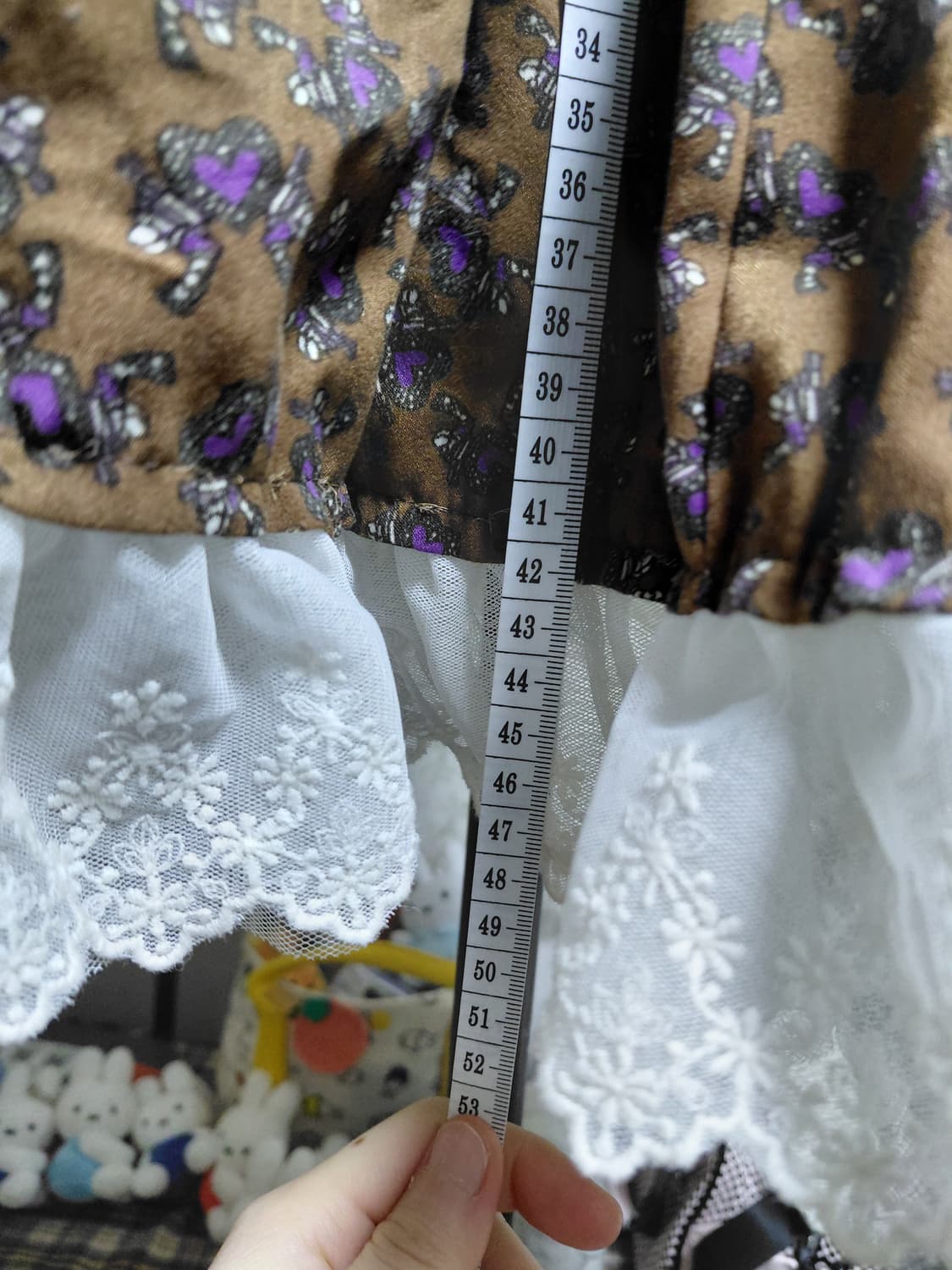 [일본빈티지 리폼] 갈색 꽃무늬 레이스 미니 스커트 상품이미지4