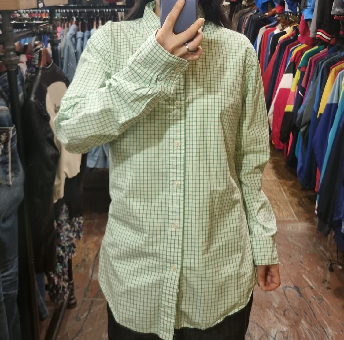 [Hi] 폴로 긴팔 체크셔츠 그린 상품이미지4