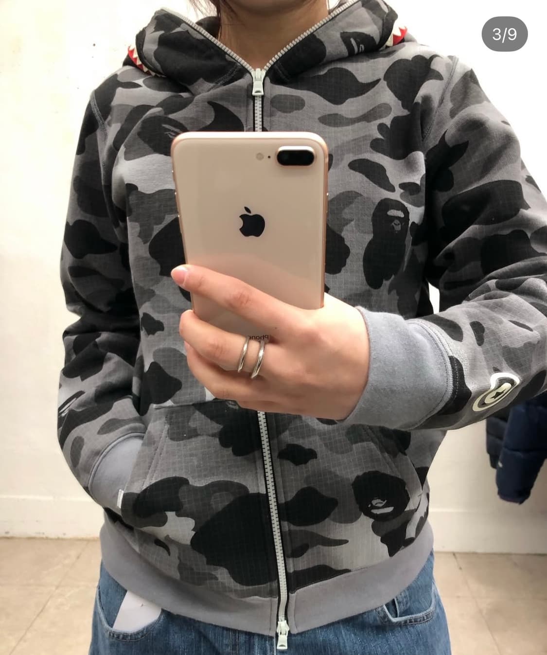 딱붙핏!! 베이프 흑계 샤크 후드 야광! 상품이미지3