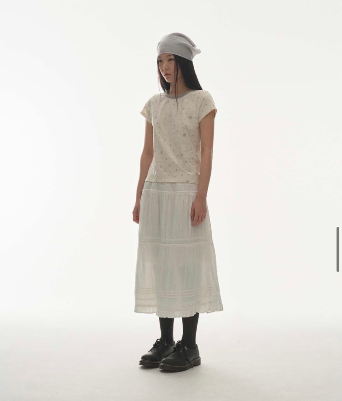 COYSEIO 셔링 미디 스커트 화이트 1 사이즈 상품이미지5