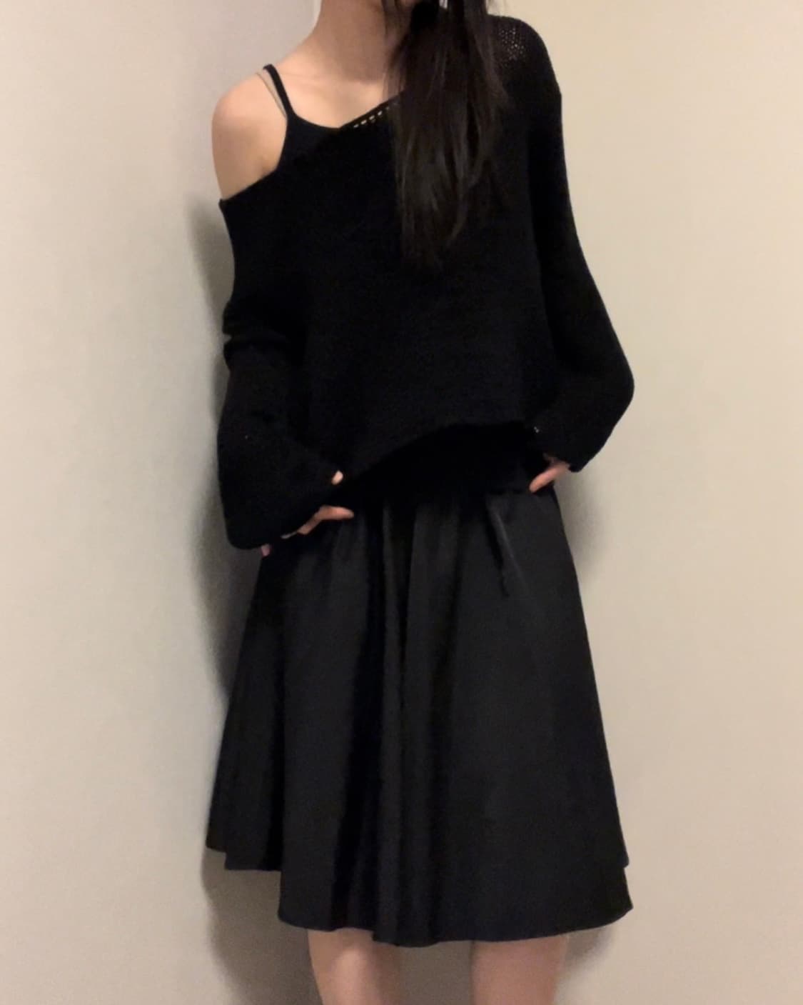 black flared midi skirt 상품이미지4