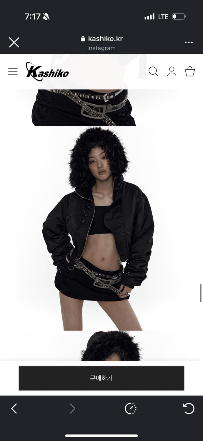 카시코 후디 크롭 봄버 25fw 실착1회 판매 상품이미지2