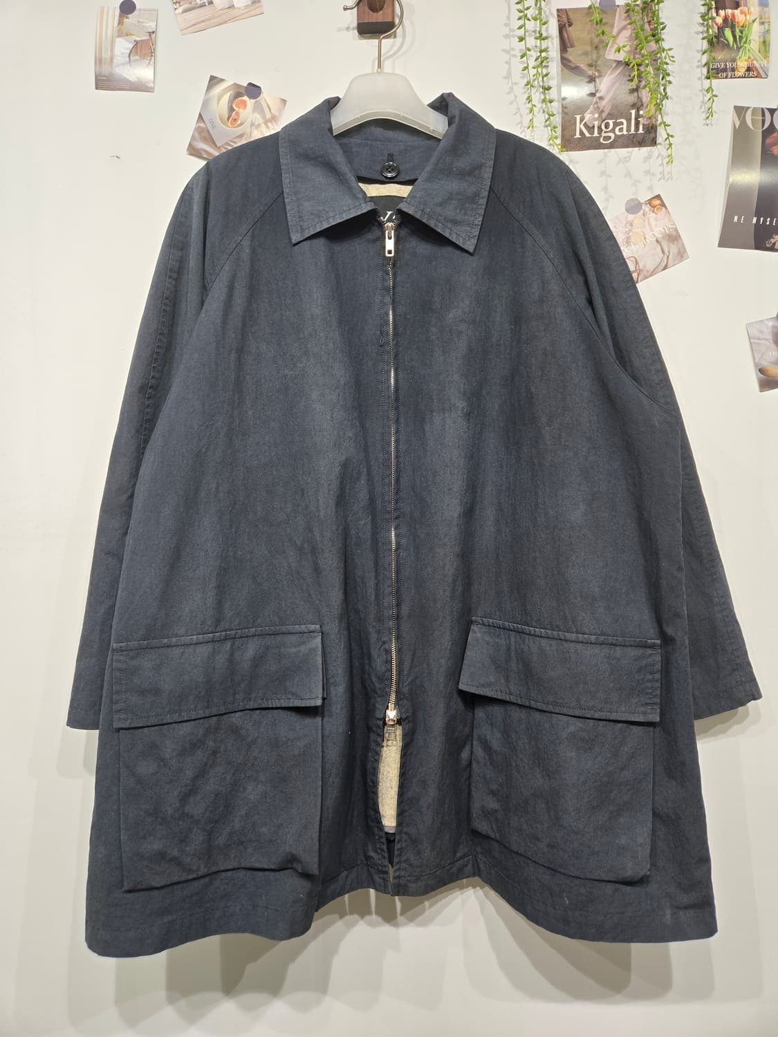 요지 야마모토 블랙 집업 포켓 코트 상품이미지1