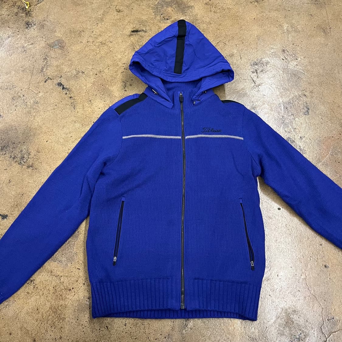 [정품/M] 타이틀리스트 블루 니트 후드 집업 b10 상품이미지3