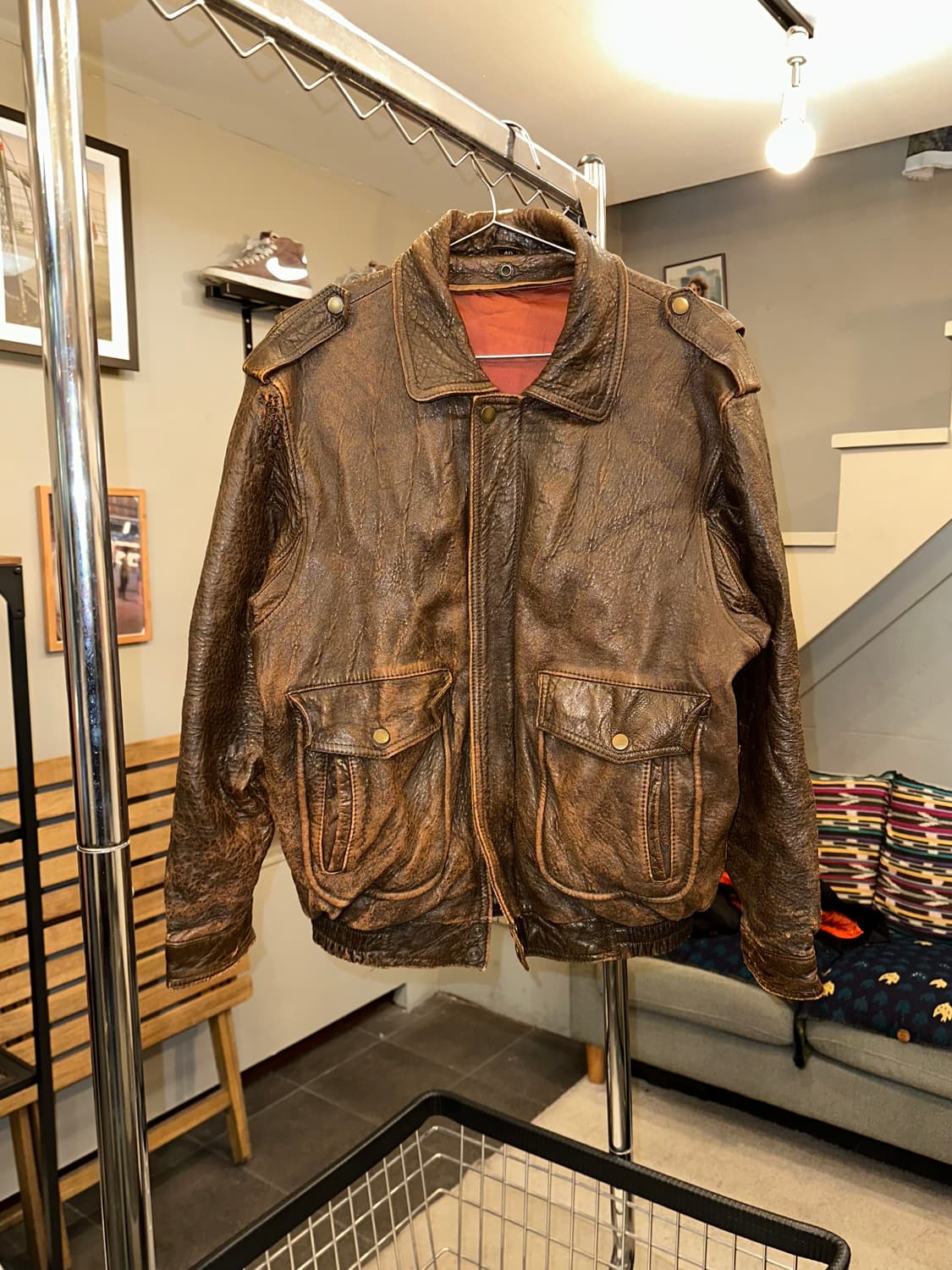 80’s Japanese cow-leather A-2 jacket 상품이미지4