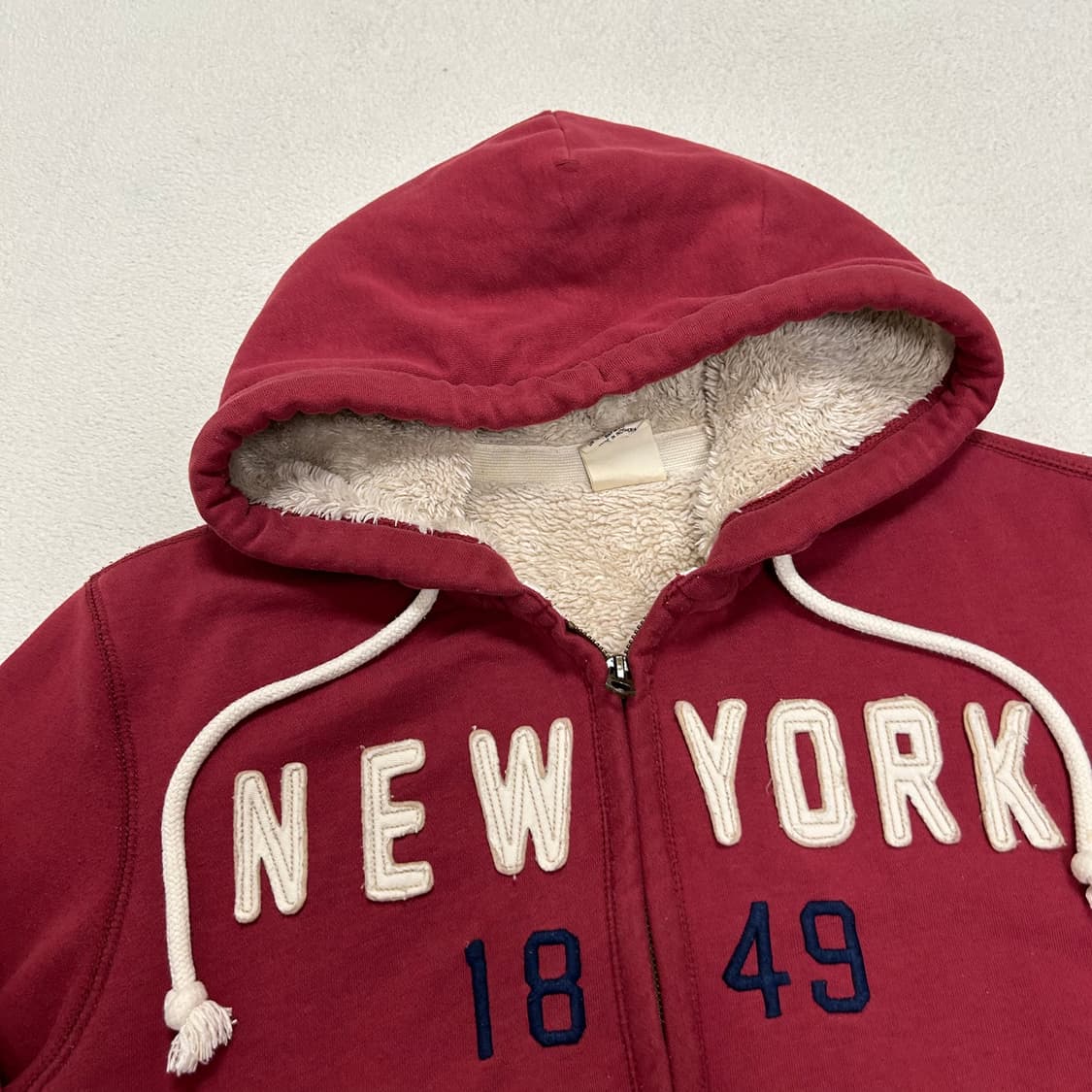 WHO.A.U brick-red fleece hood zip-up  상품이미지5