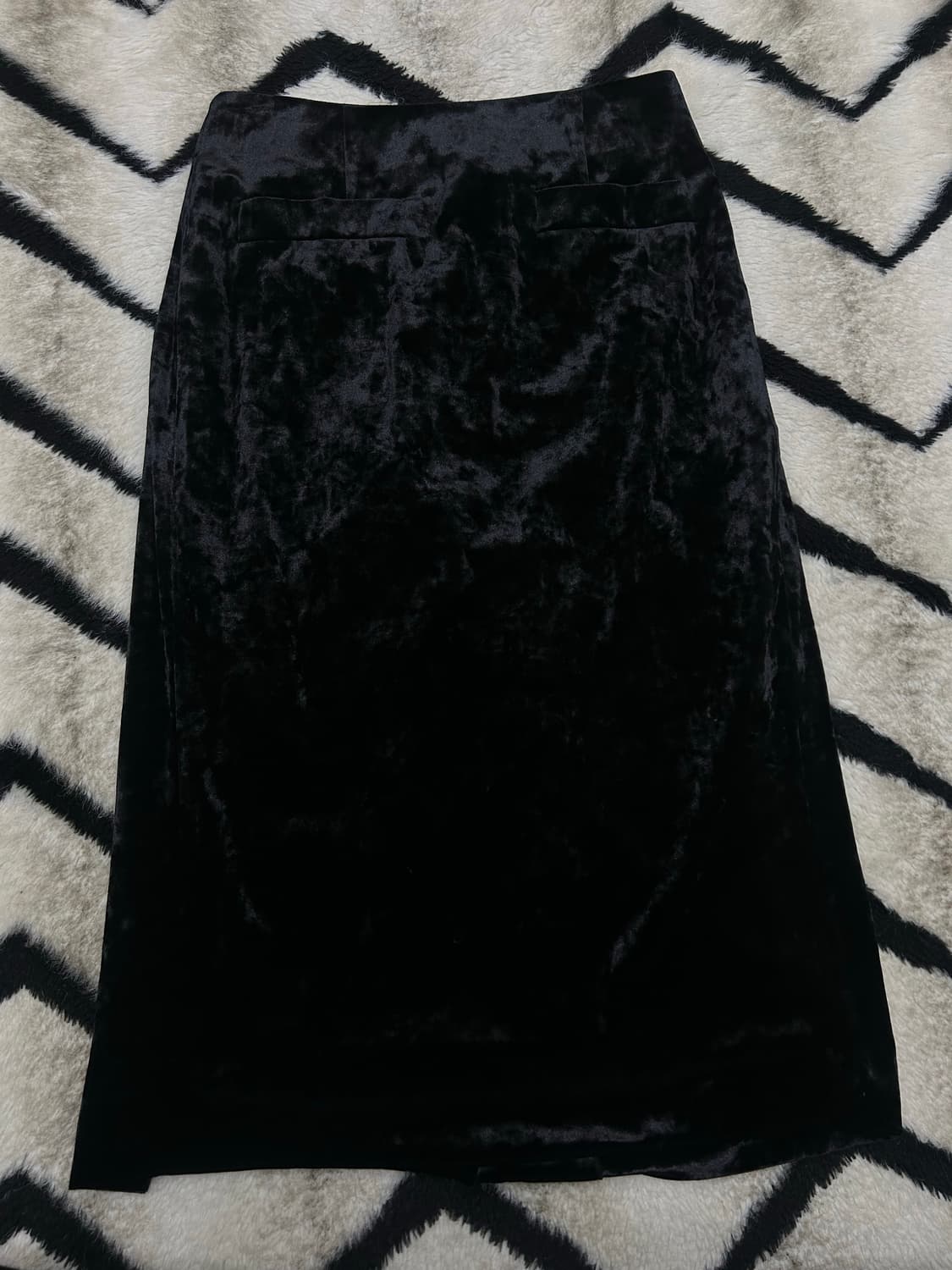 [S]SJYP 벨벳 트임 랩 스커트/블랙 상품이미지4