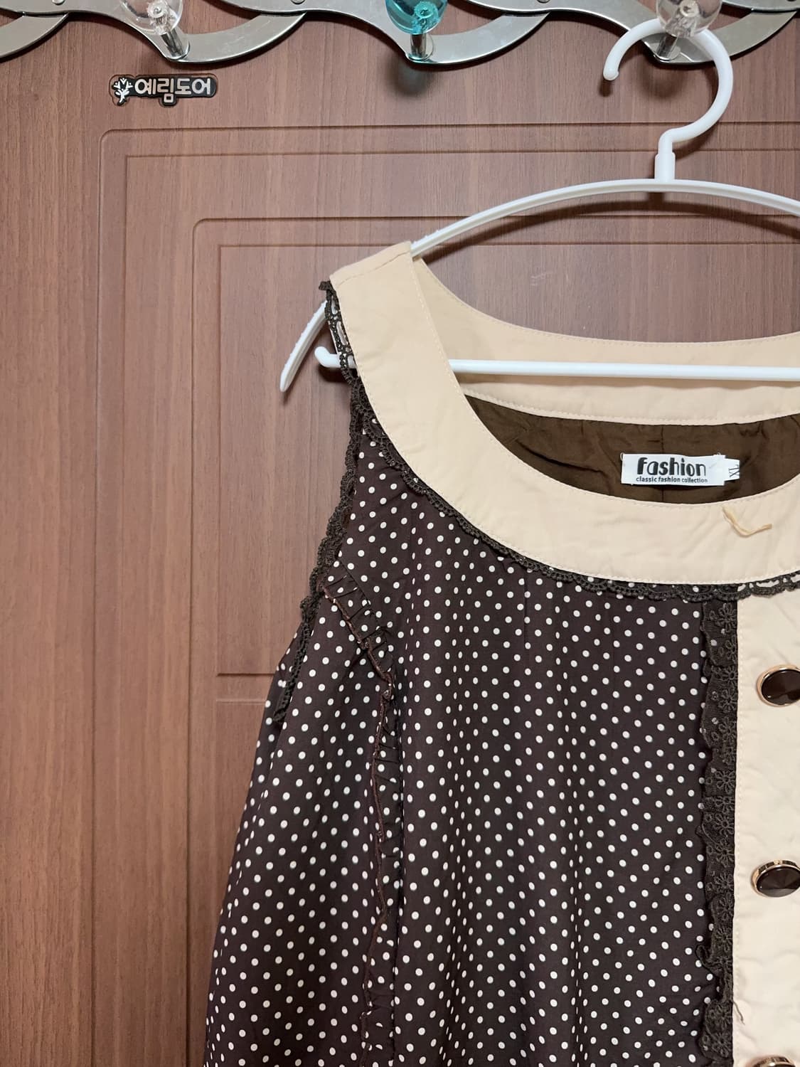 모리걸 라떼갸루 빈티지 브라운 도트 레이스 리본 리즈리사깔 원피스 상품이미지2