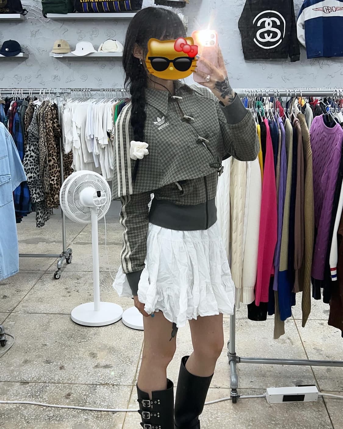 아디다스 카키 하운드체크 케이프 져지 셋업 90 상품이미지9