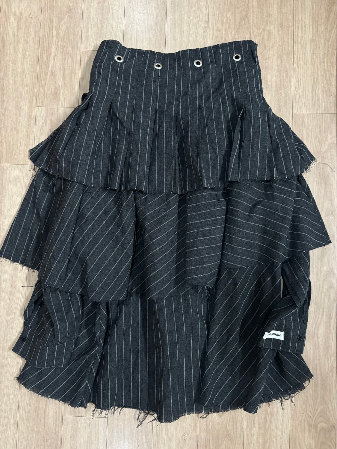 Jikoo Navy Striped Eyelet Layer Skirt 상품이미지5