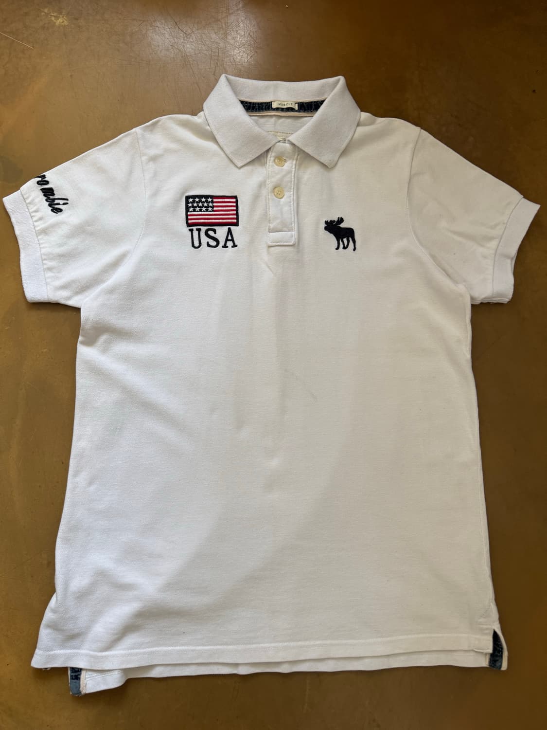 아베크롬비 빅무스 USA 성조기 화이트 폴로 카라티 상품이미지2