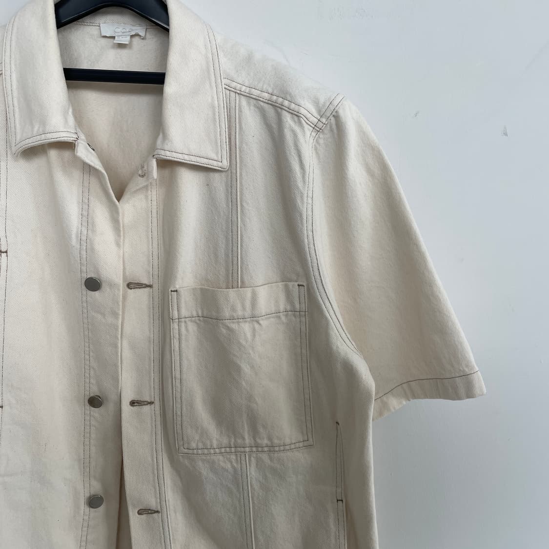 코스 아이보리 아이보리 데님 반팔 오버핏 아우터 셔츠 상품이미지5