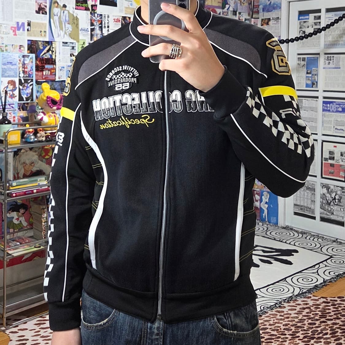 빈티지 EXR 니트 배색 레이싱 져지 트랙탑 상품이미지1