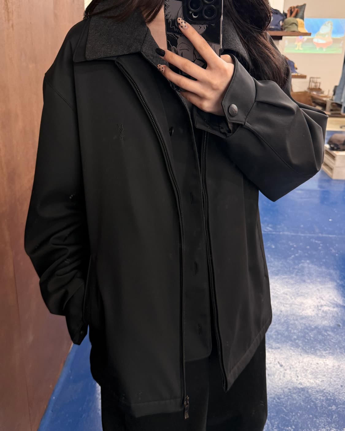 YSL 입생로랑 레이어드 블랙 폴리 자켓 상품이미지3