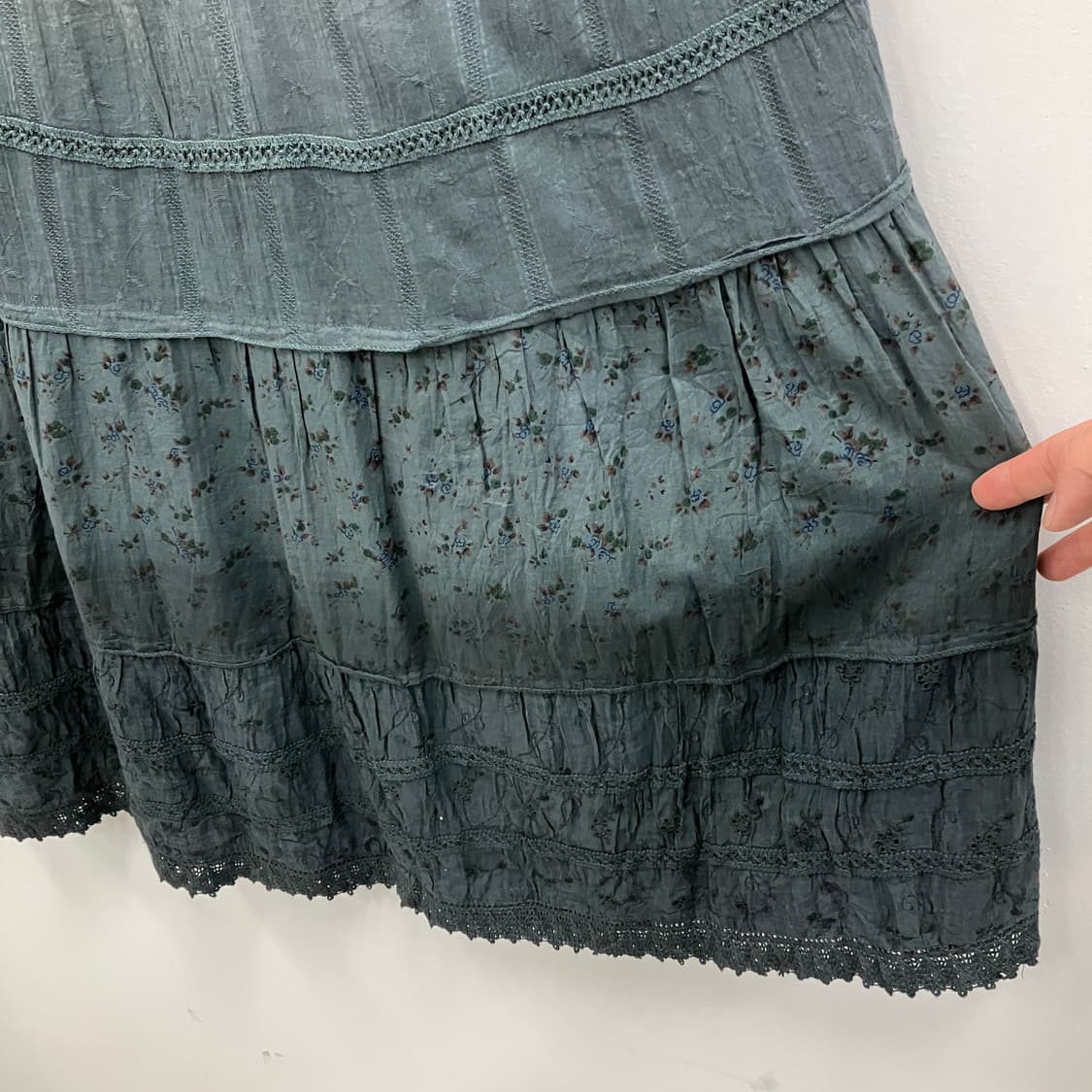 빈티지 모리 꽃무늬 플레어 코튼 롱 스커트 상품이미지3