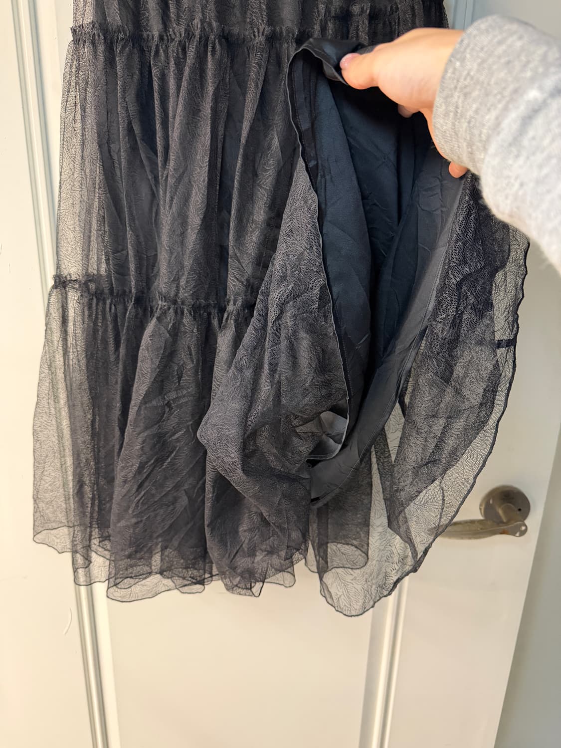 일본빈티지 블랙 티어드 튤 맥시 롱스커트 상품이미지8