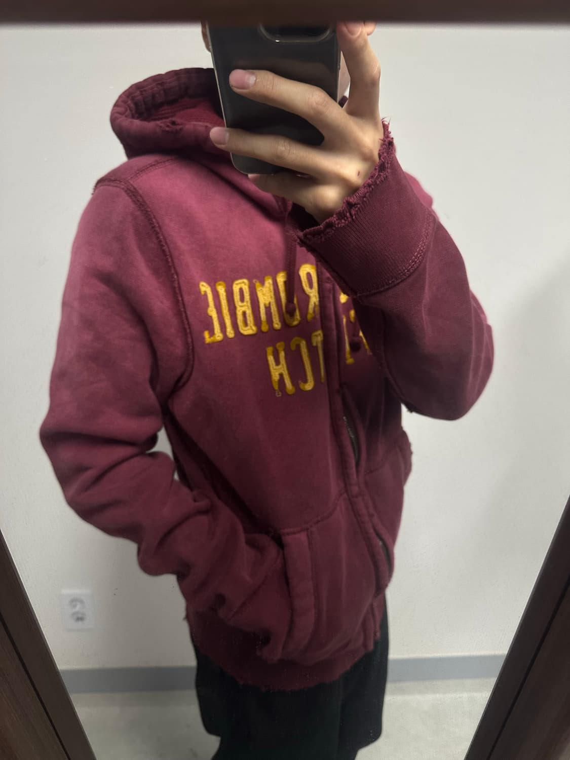 아베크롬비 버건디 빈티지 후드집업  상품이미지2