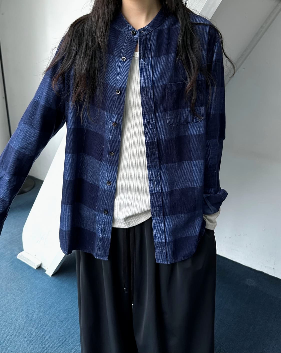 Natural brushed cotton design check shir 상품이미지5