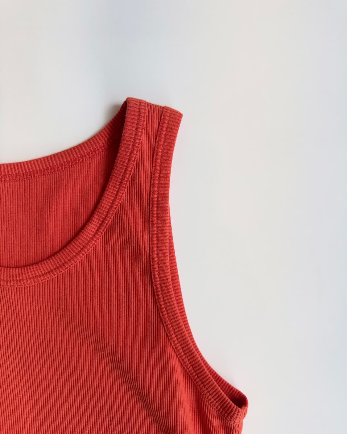 Orange Ribbed Basic Tank Top  상품이미지2