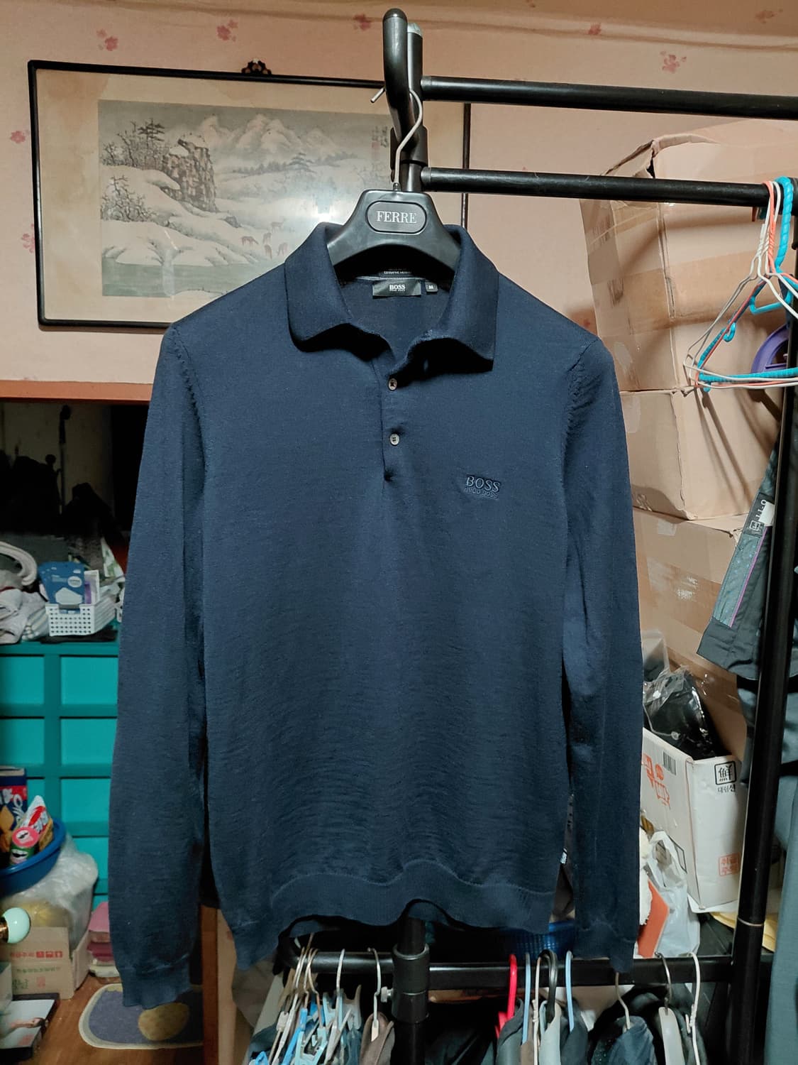 [휴고보스]BANET 메리노울100 긴팔 폴로 니트 M(95~100) 상품이미지3