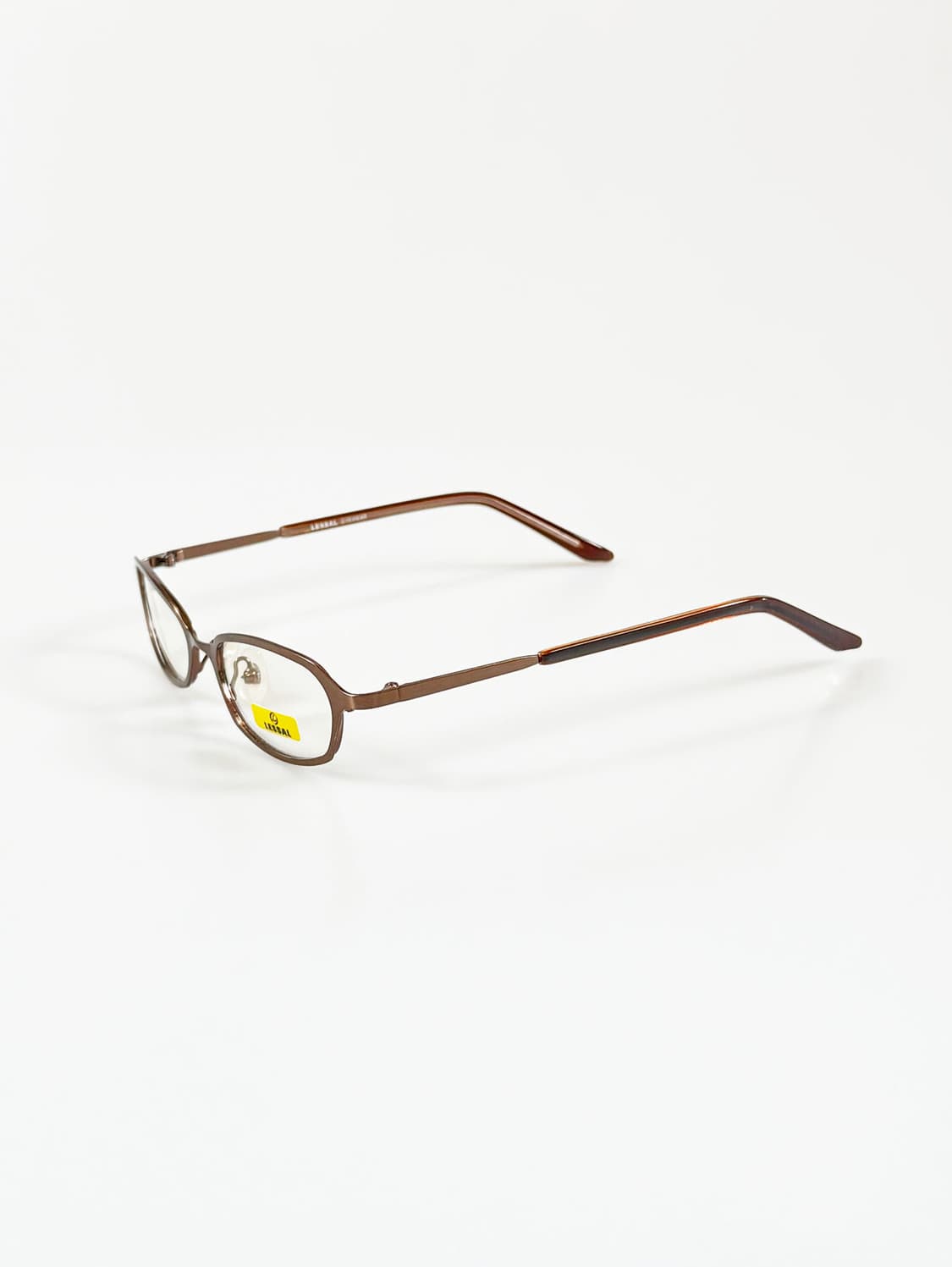 90s LESSAL 브라운 메탈릭 슬림 스퀘어 빈티지 안경 상품이미지3