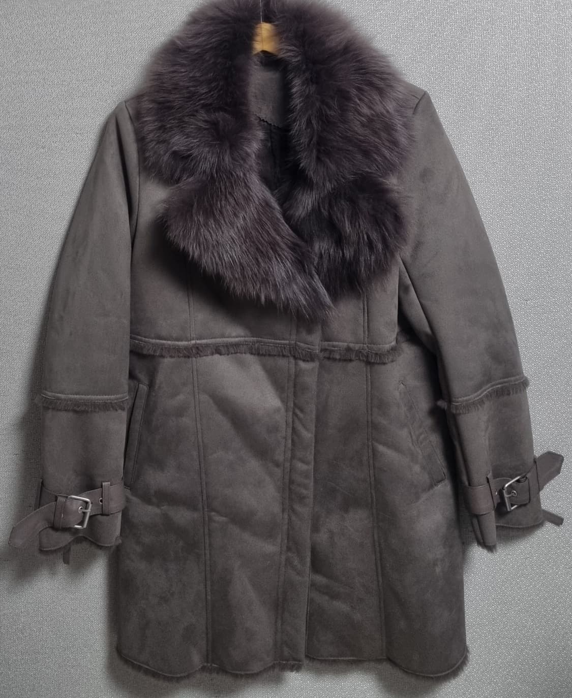 M (66) 다크브라운 페이크 무스탕 자켓 상품이미지1