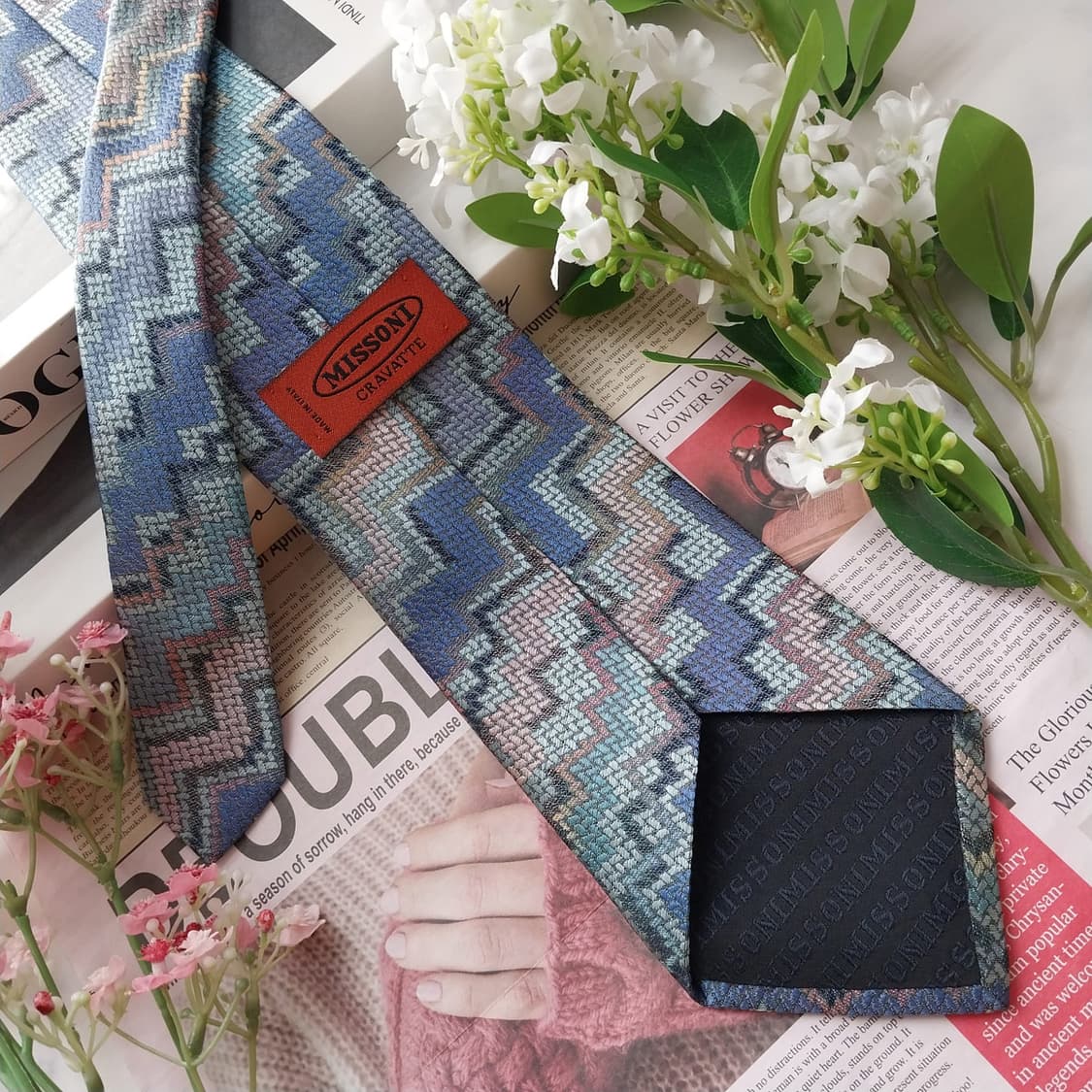 미쏘니 실크 혼방 지그재그 텍스처 넥타이 9.5cm A+등급 A1906
 상품이미지5