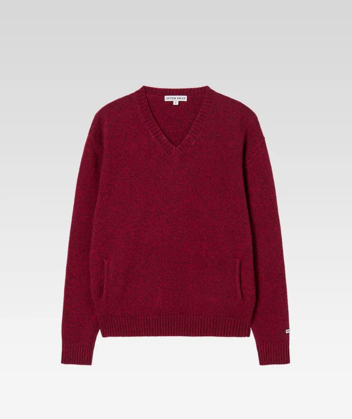 애프터프레이 인타르시아 브이넥 포켓 니트 레드 버건디 L 상품이미지1