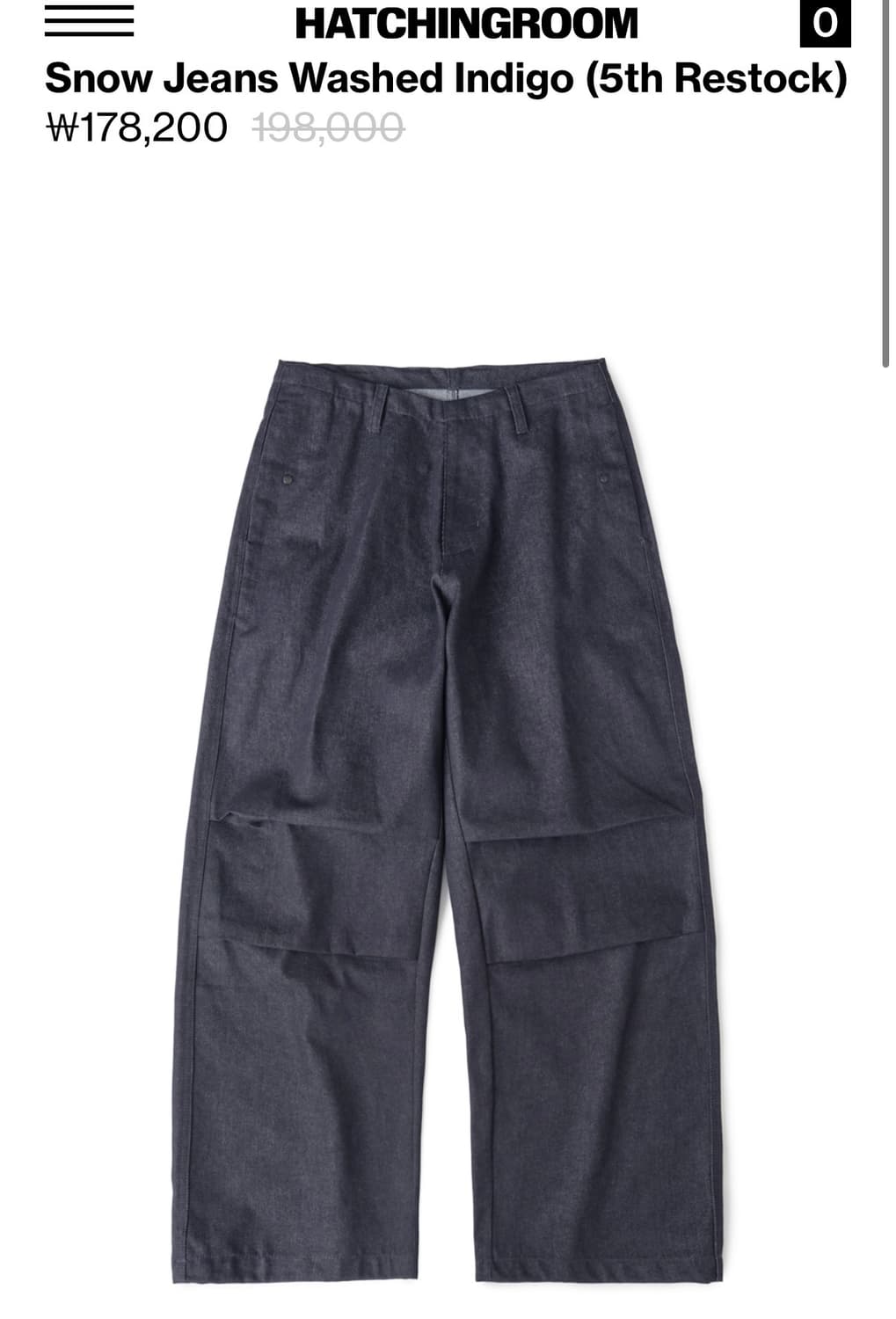 해칭룸 Snow Jeans Washed Indigo 상품이미지1