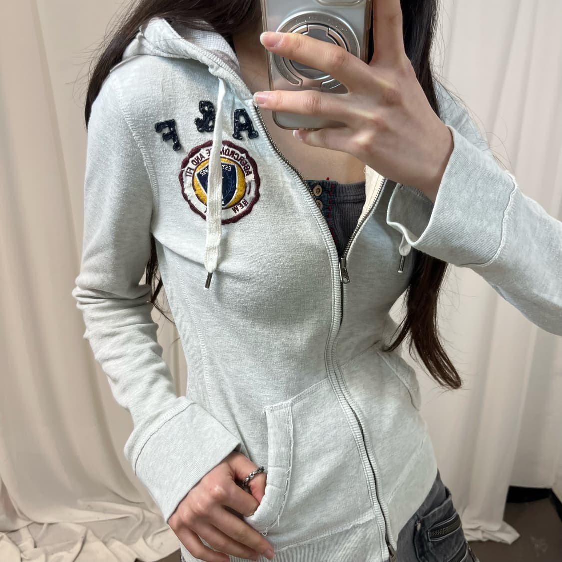 Abercrombie melange twoway zip-up hoodie 상품이미지3