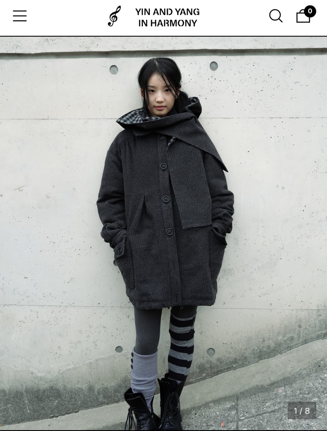 인앤양하모니 머플러 코트 그레이 상품이미지1