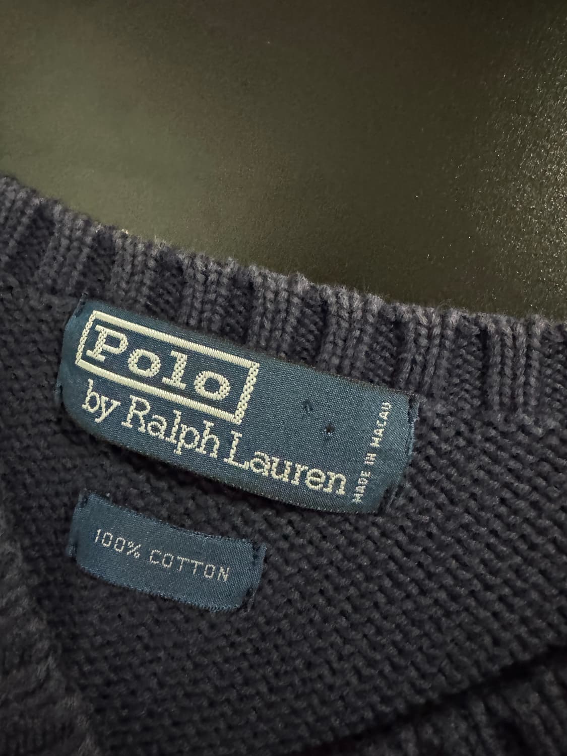 폴로 랄프로렌 코튼 니트 베스트 L 네이비 상품이미지3