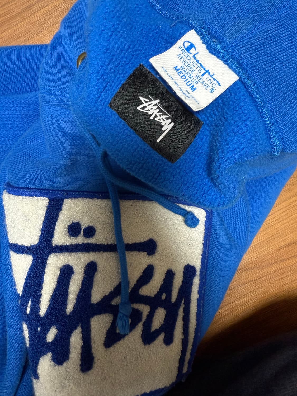 stussy x champion 스탁로고 후디 M 상품이미지4