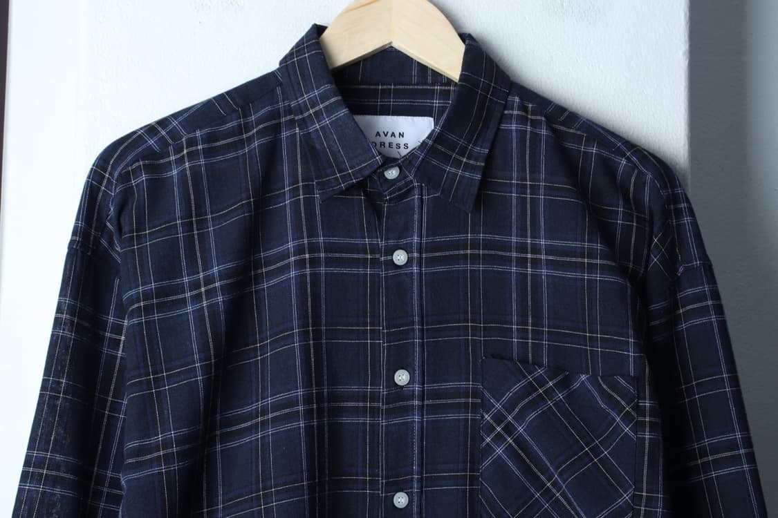 (XL-2XL) 어반드레스 셔츠 남방 체크 네이비 아메카지-H32655 상품이미지3